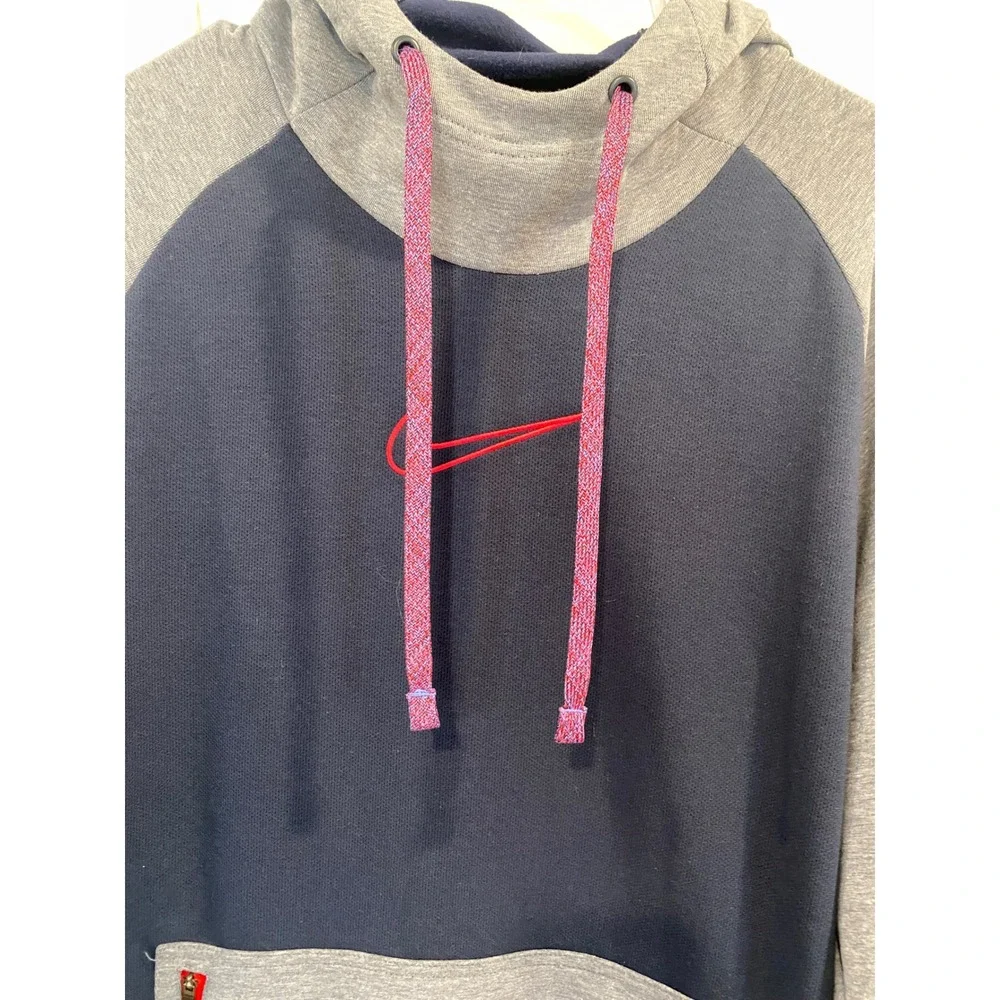 Nike Mens Hoodie Therma-FIT Colorblock Navy Grey Fleece Lined‎ DD2112-451 Large
